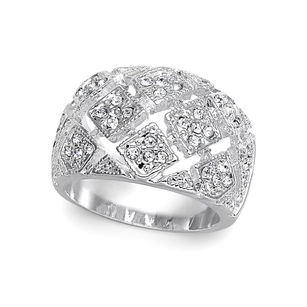 3/$30 ❤️ Crystal Mesh Basketweave Silver Plate Sparkly Ring by Charter Club Sz 7